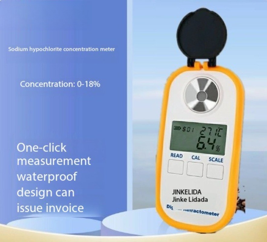 LCD Digital Refractometer 0-18% Sodium Hypochlorite Concentration Meter