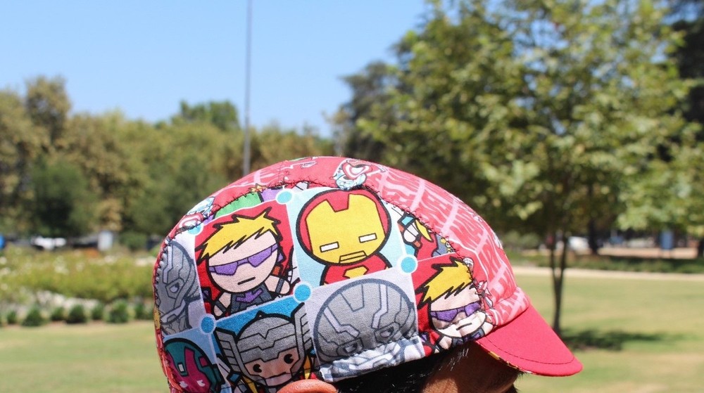 CYCLING CAP MINI MARVEL COMIC 100% COTTON ONE SIZE HANDMADE