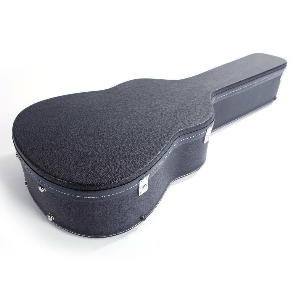 Glarry 39" Microgroove Black Hard Shell Guitar Case with Silver Lockable