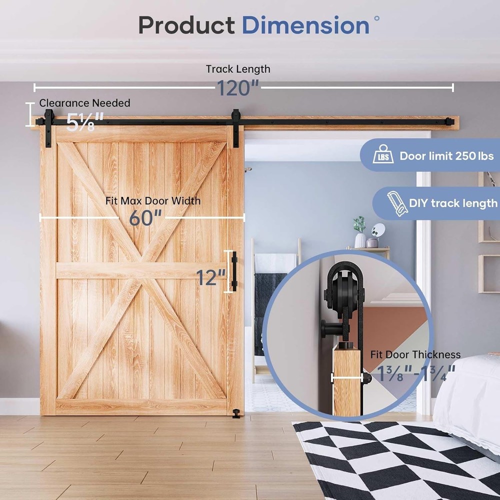 Rustic 10 Ft Barn Door Hardware Kit