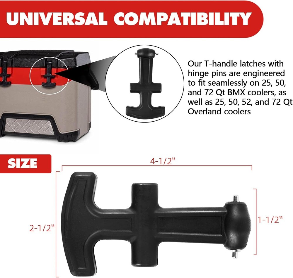 (2-Pack Universal T-Latch Handle Cooler Lid Replacement Kit for BMX and...