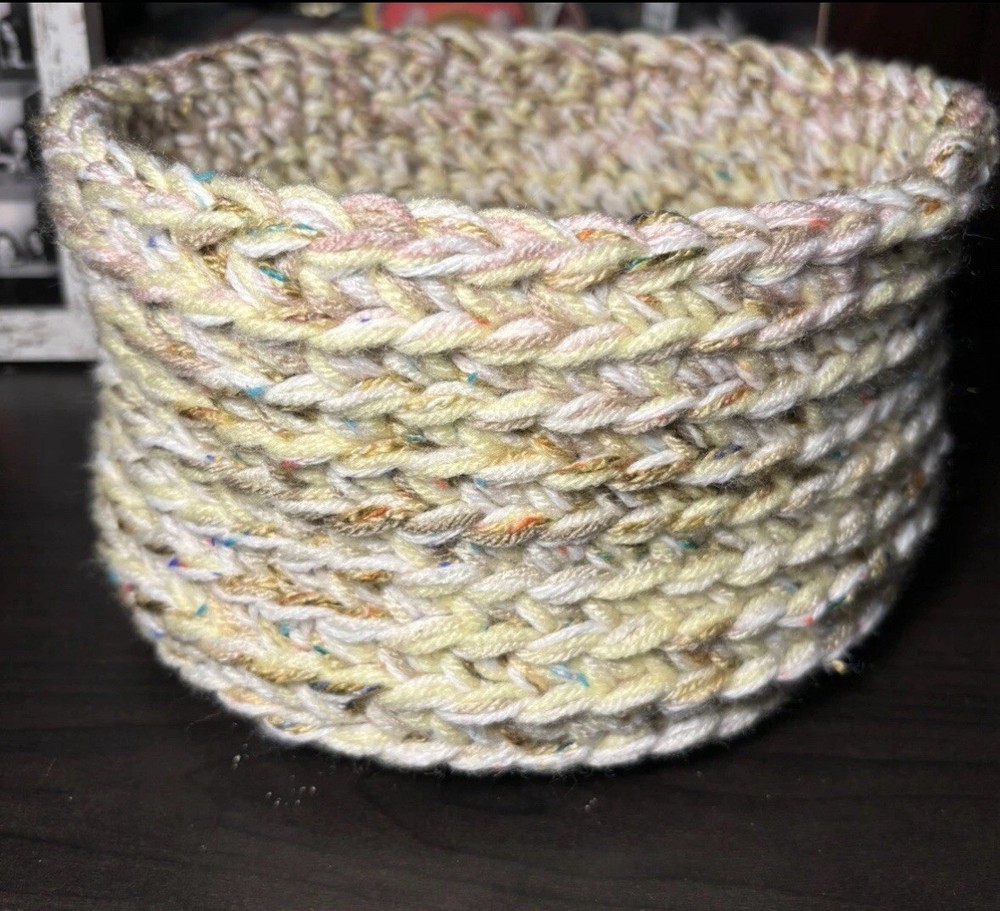 Yellow Crochet Basket