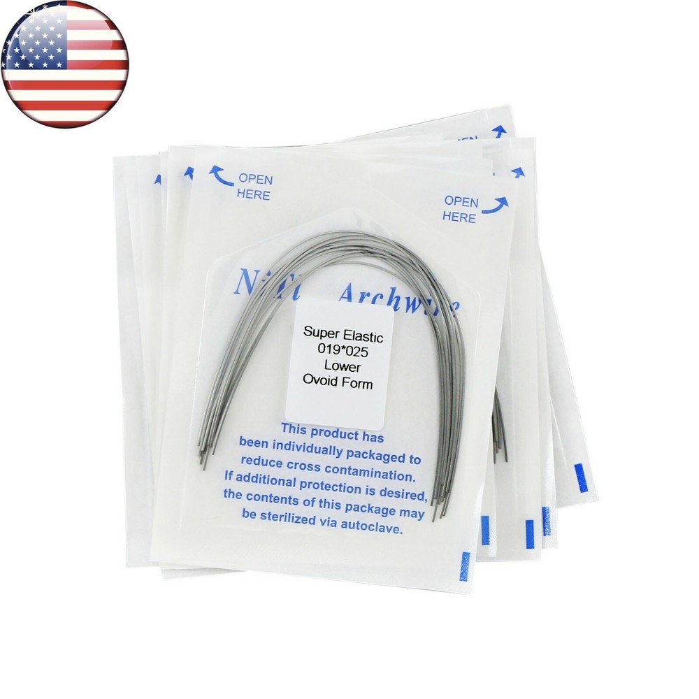 US 10Pack Dental Ortho Arch Wire Round/Rectangular Niti Elastic Ovoid Form
