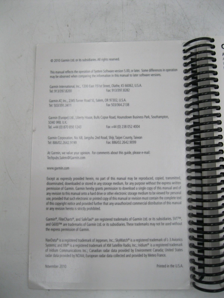 GARMIN G600 PILOT GUIDE PN: 190-00601-02 REVISION D