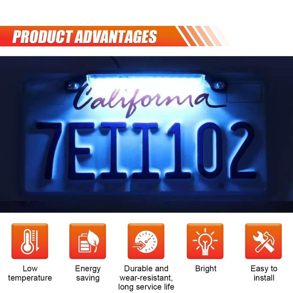 Universal Car LED License Plate Light, 12V DC High Bright Waterproof LED Light