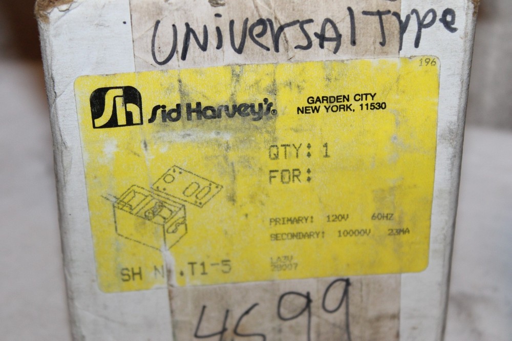 NEW Sid Harveys Ignition Transformer T1-5 120 / 10,000 Volt