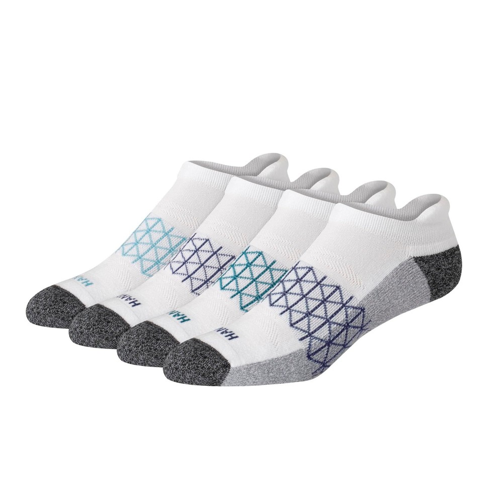 Hanes Men's Absolute Active Cushioned Heel 6-12, White With Gray Foot Bottom