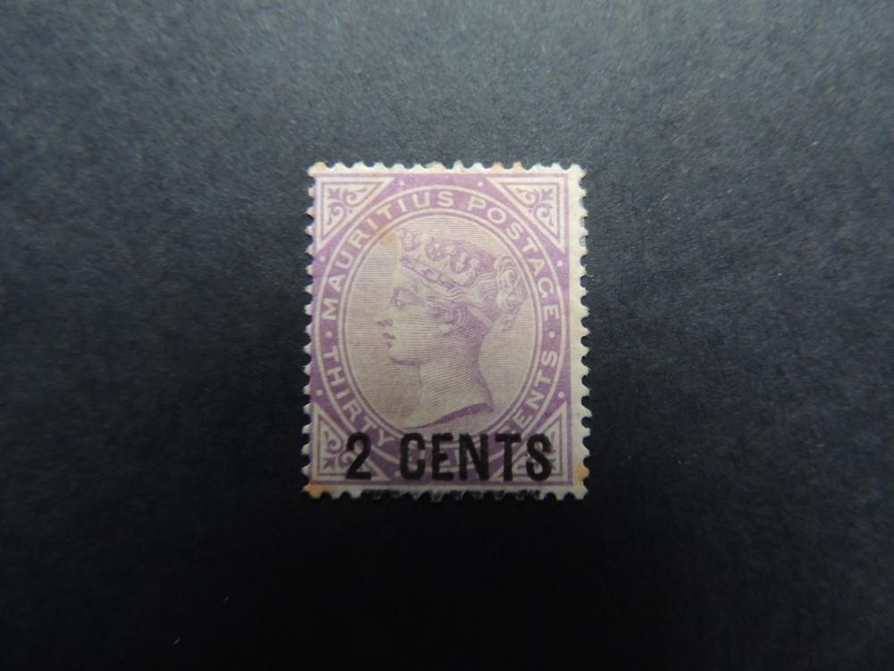 1886 Mauritius 2c on 38c bright purple SG116 Mounted Mint SOME FOXING
