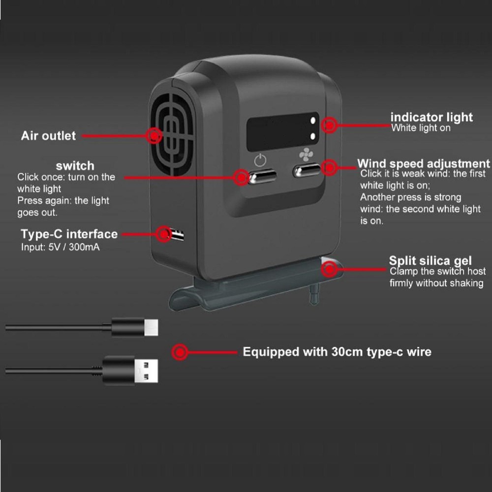 Cooling Fan For Switch Console Cooler Radiator Host Base Heatsink +Indicator