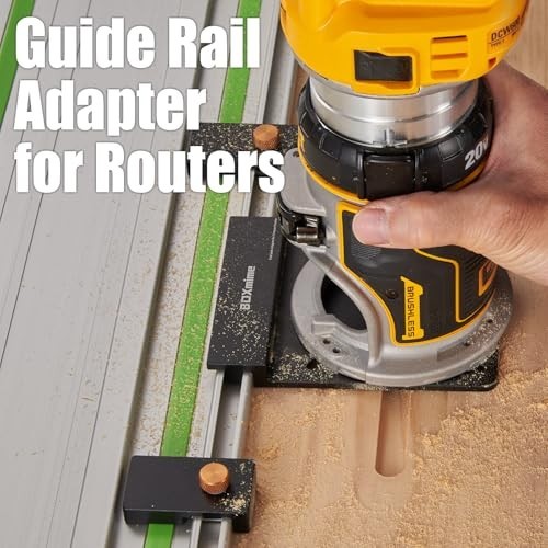 Universal Router Guide Rail Adapter for Fixed-Base Routers, Aluminum Base & 2 Ra