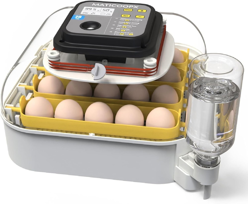 20 Egg Incubator with Humidity Display Egg Candler Automatic Egg Turner Hatching