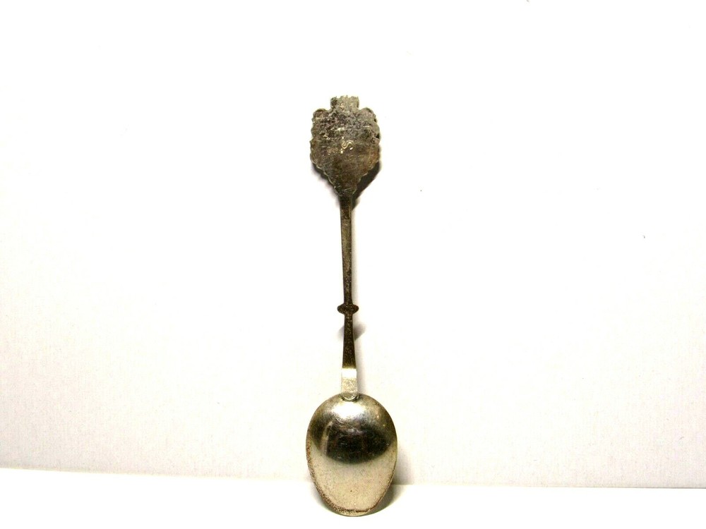 Vtg Collectible Souvenir Spoon Jerusalem Silver Scrolled Pattern Ceramic Inset