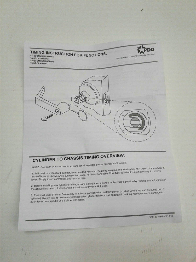 PDQ 42 SEC PHL Classroom 626 Lever Handle Exit Device Trim 4S08PHL-626DSCC