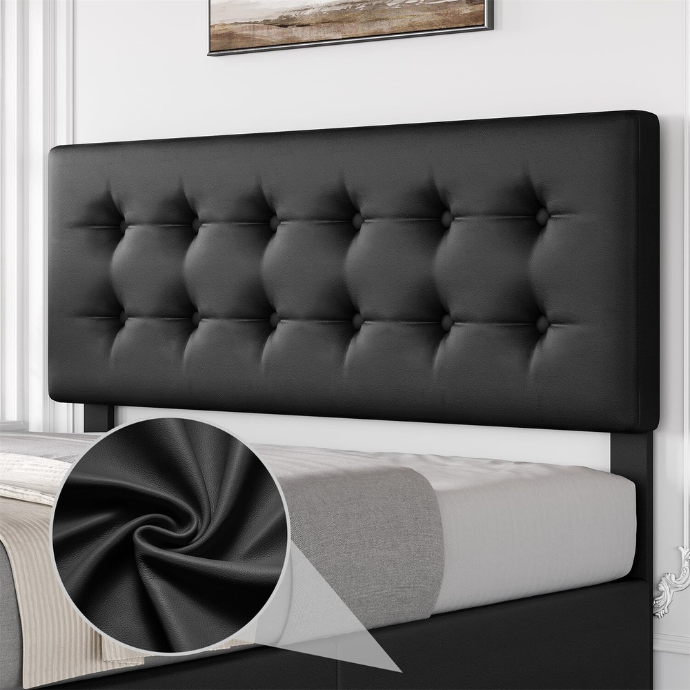 🎱✅Full Size Bed Frame with 4 Storage Drawers and Headboard Upholstered Platform