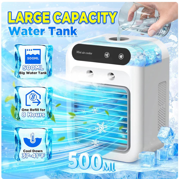 Portable Air Conditioner,Air Cooler with 2 Speeds 3 in 1 Humidifier/Cooling/Fan