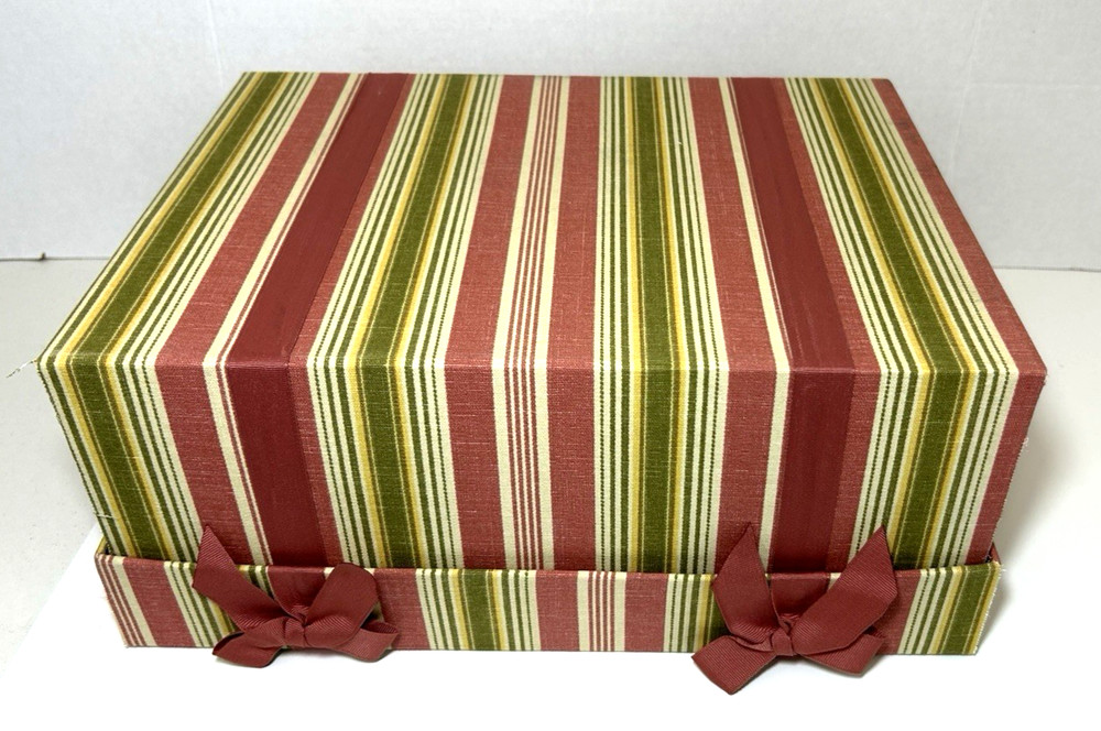 Storage Box with Lid Decorative with Bows Striped Multicolor Cardboard
