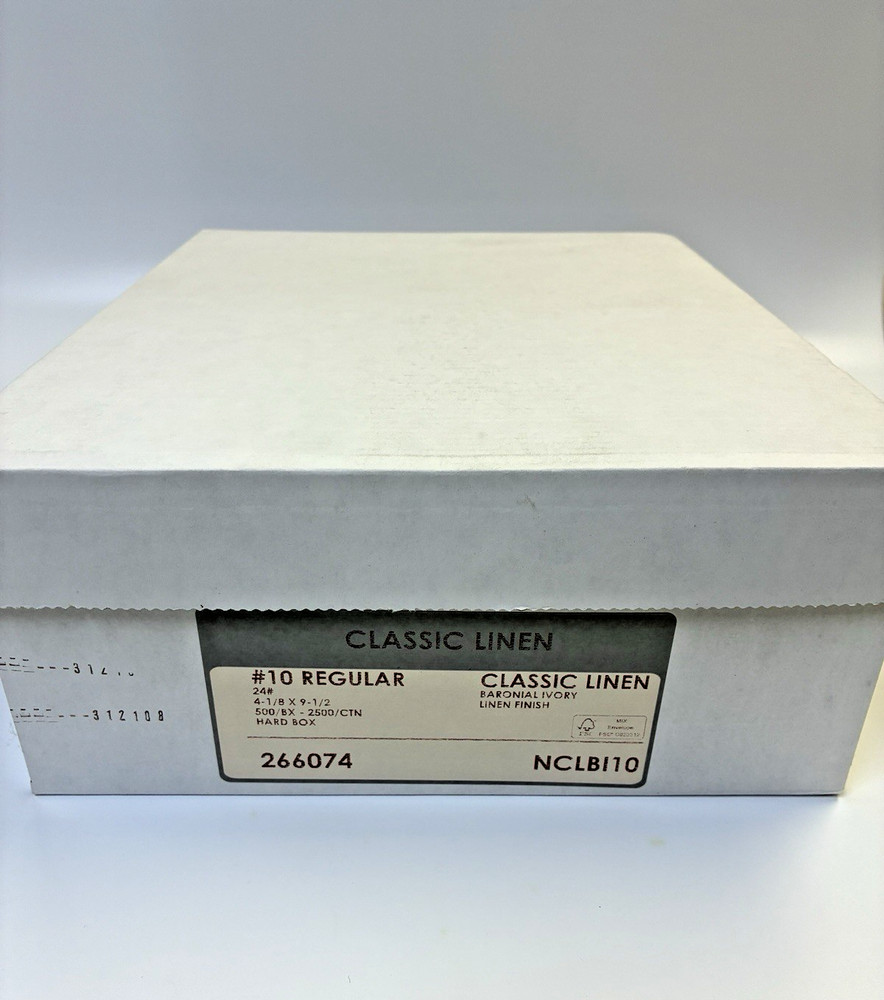 Classic Crest #10 Envelopes - 24 lb, Baronial Ivory Linen, Smooth, 500 Box