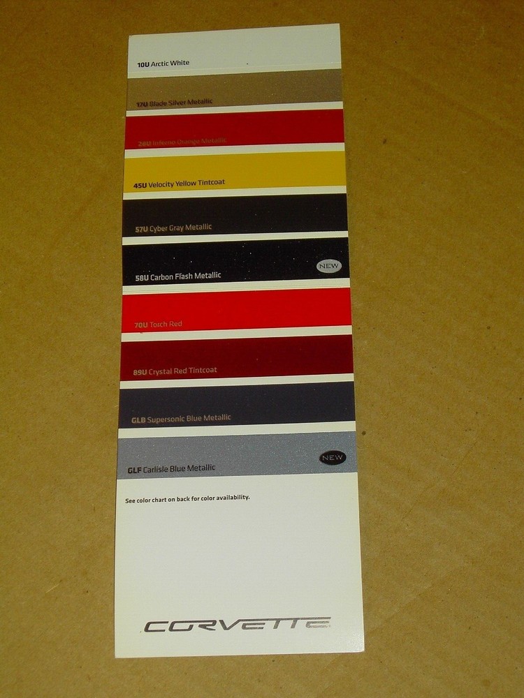 2012 CHEVROLET CORVETTE COLOR CHIP CHART BROCHURE MINT!
