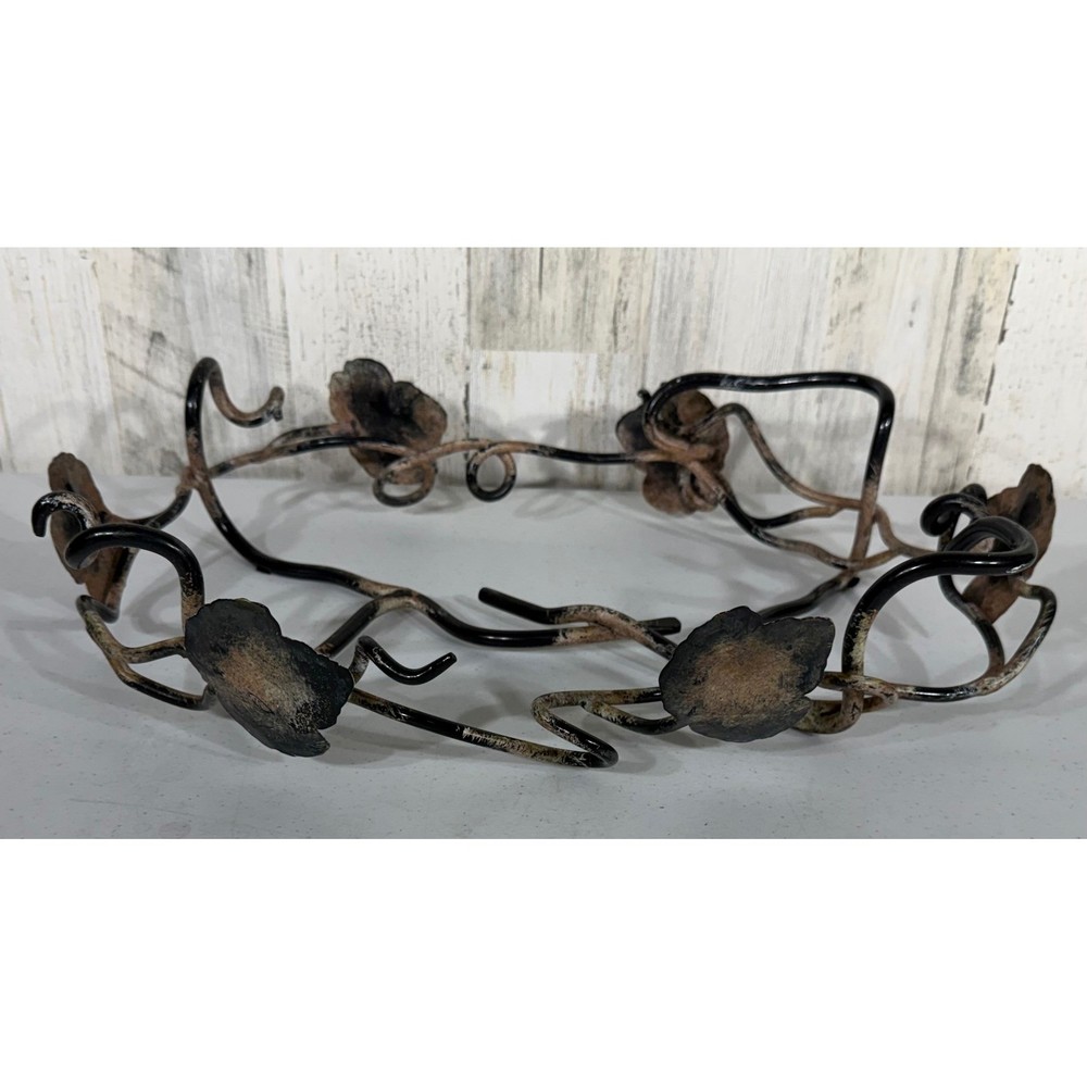 Rustic Red Ceramic Baking Casserole Dish with Wrought Iron Stand Leaf Accents