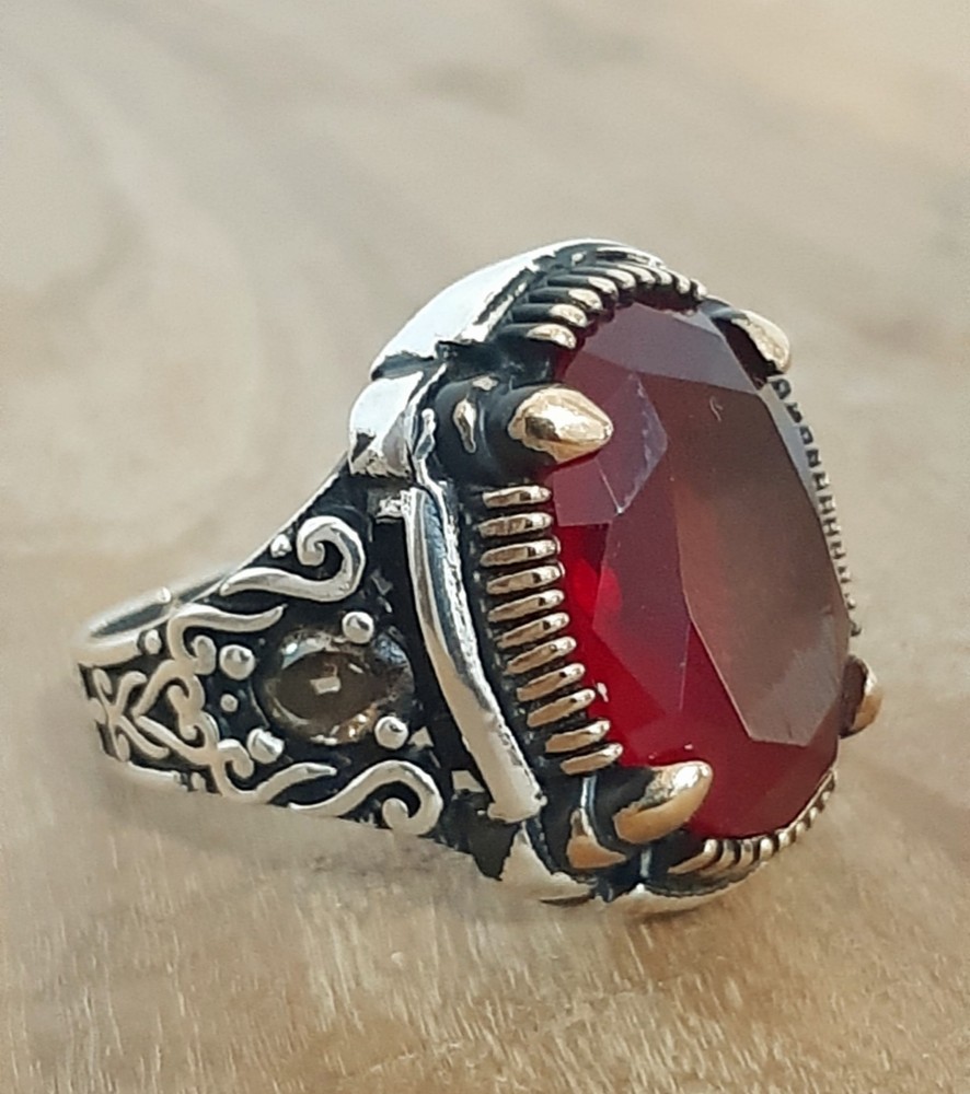 925 SILVER RING Men Solitaire Spinel Ring Sterling Man $