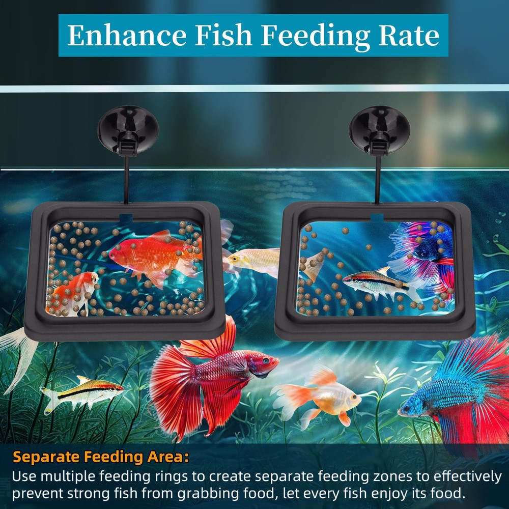 DaToo Fish Feeding Ring Aquarium Square Floating Food Feeder Circle black