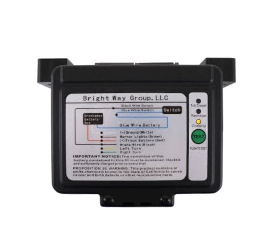 BrightWay 2308 Complete Trailer Breakaway Kit Top Load LED Screen 12V5AH Battery