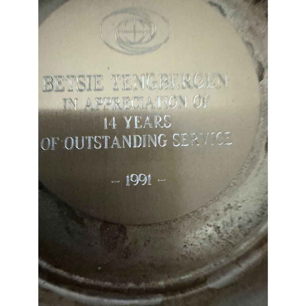 Unknown silversmith service award bowl with serial number Unknown silver content