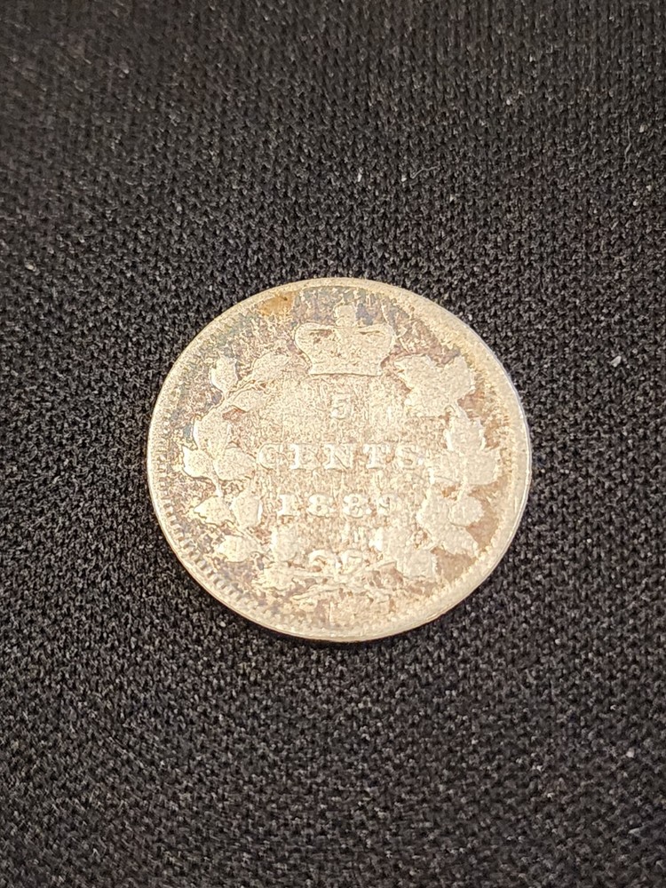 1889 Canada 5 Cents Silver Coin