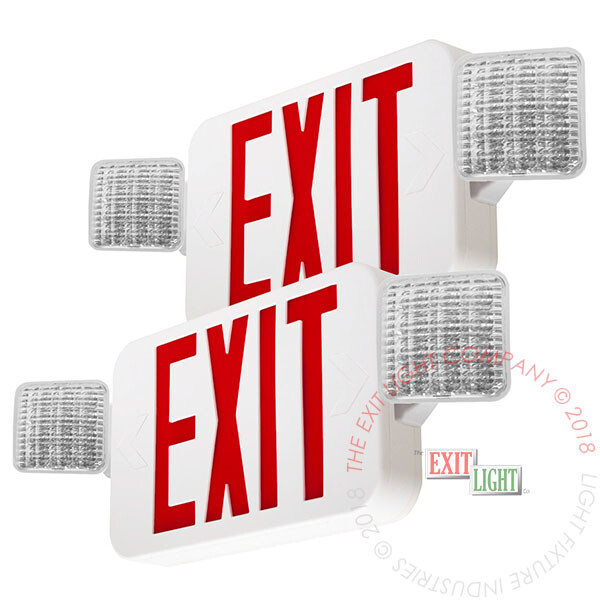 LFI Lights | Red LED Exit Sign Emergency Light Combo UL | 2 Pack COMBO2-R-W-BB-2