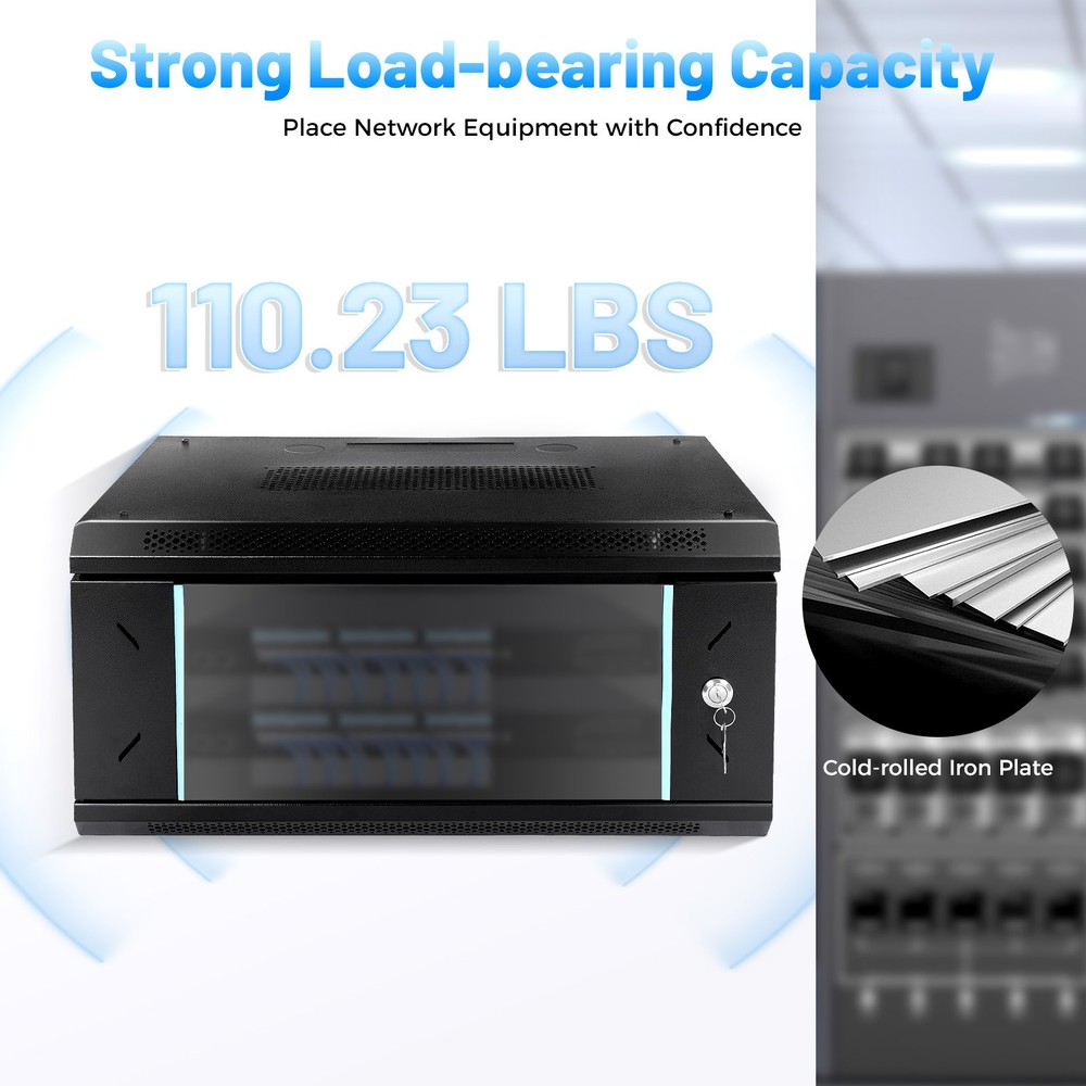 4U Server Cabinet Case Wall Mounted Network Server Data Cabinet Enclosure Rack