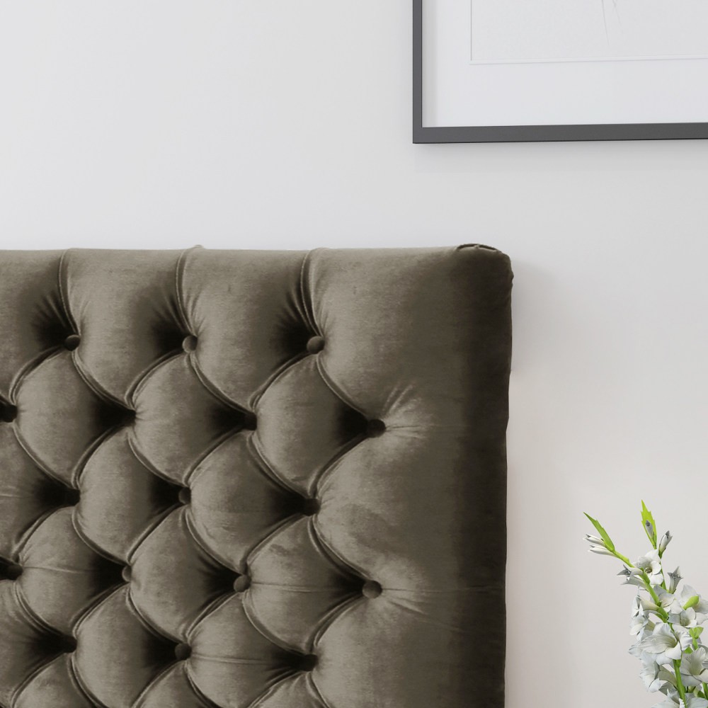 Tufted Upholstered Bed Headboard in Adjustable Solid Wood Head Board