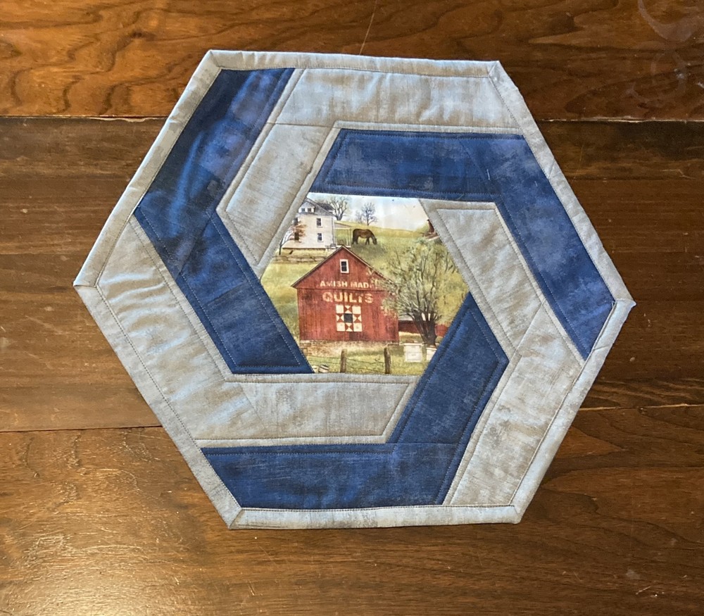 August Amish Barn Quilt Table Topper