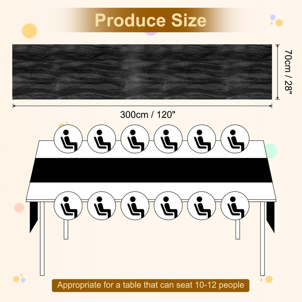 2Pcs Black Cheesecloth Table Runner 35.4" x 118" Rustic Gauze Table Runner