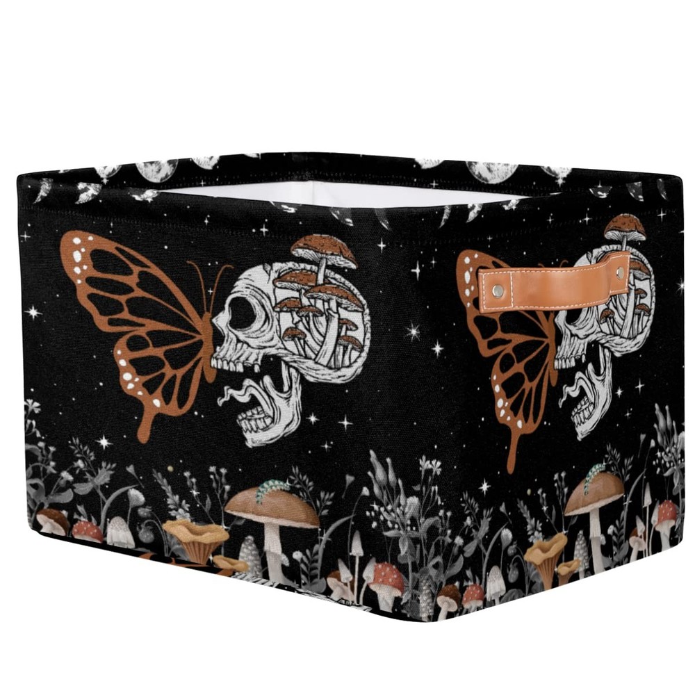 Skull Butterfly Storage Basket, Star Foldable Storage Bin with Handle Fabric ...