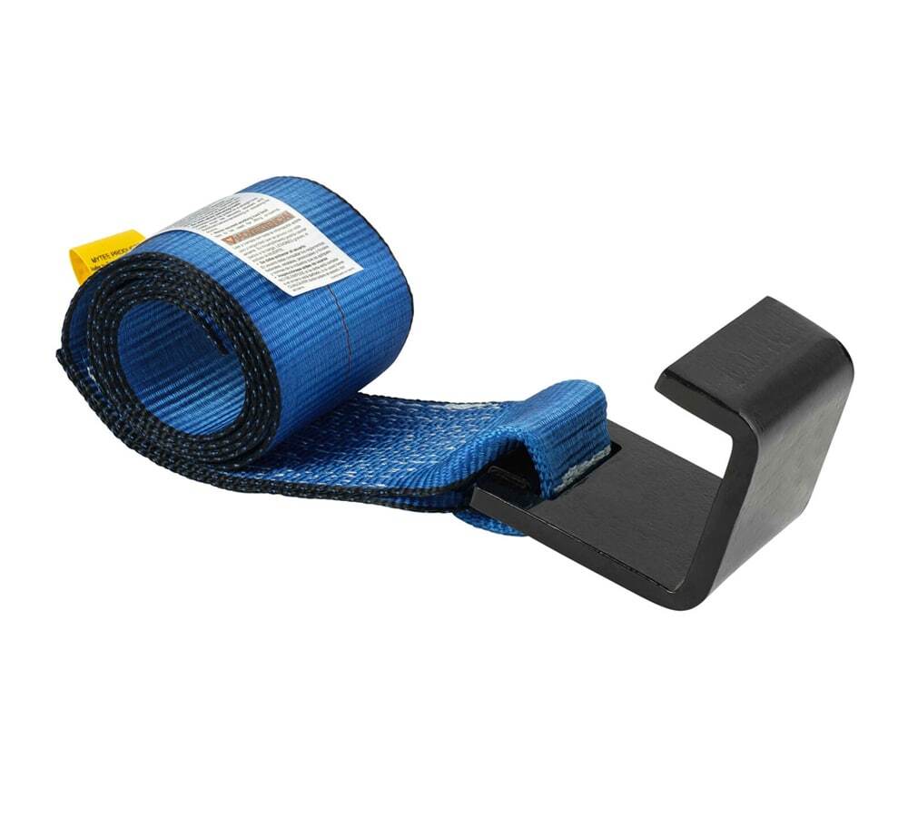 (2 Pack) 4" x 5' Roll off Container Winch Strap w/ Flat Hook - Blue