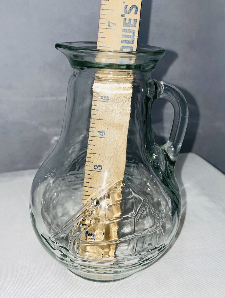 Vintage Glass Pitcher with Clipper Ship Design