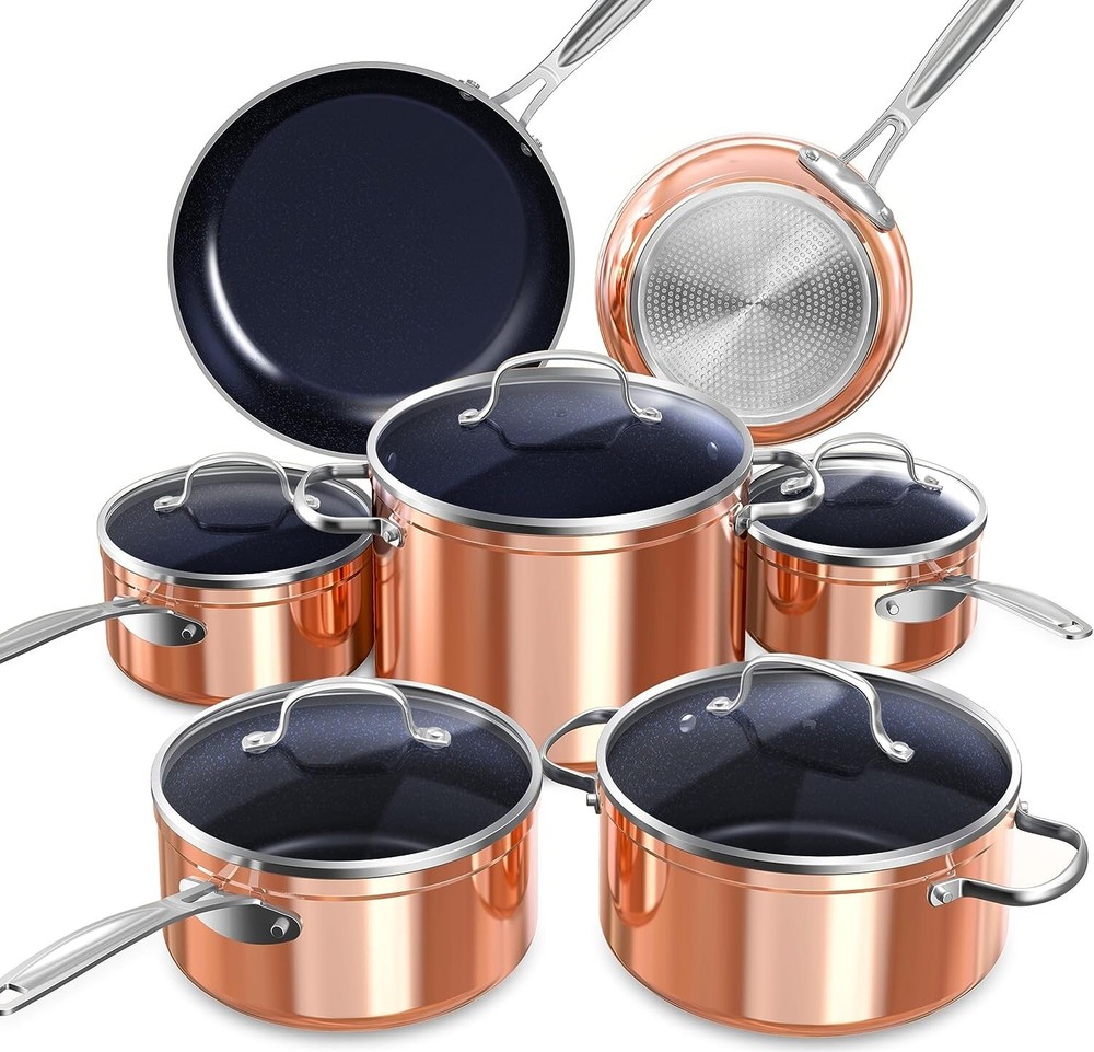 Healthy Duralon Blue Ceramic Nonstick Coated Cookware Set,
