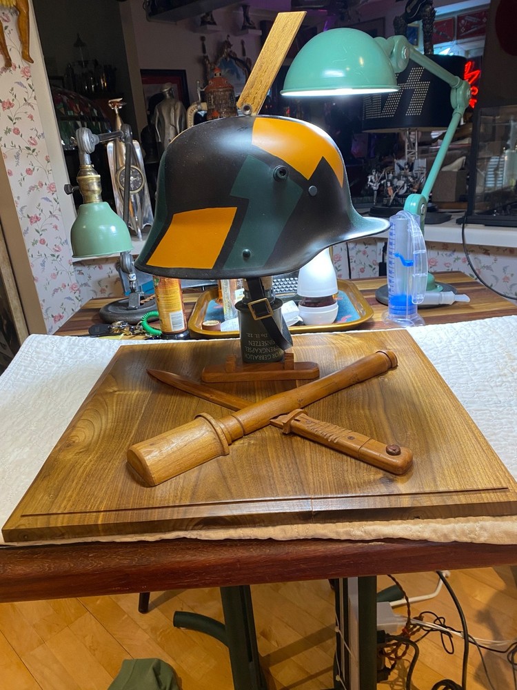 Custom built wooden firearm display for Luger
