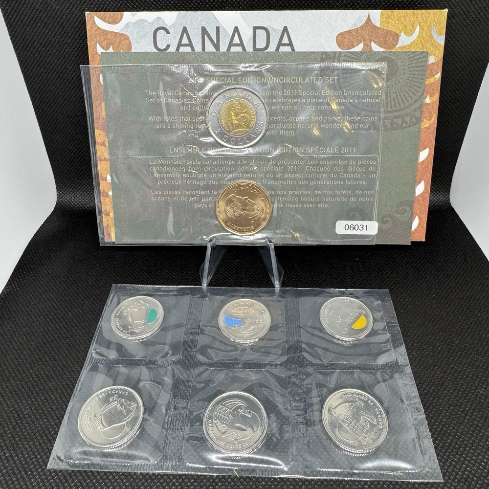 Rare Error Package Canada 2011 Uncirculated Special Coin Set Wrong Side $1 & $2