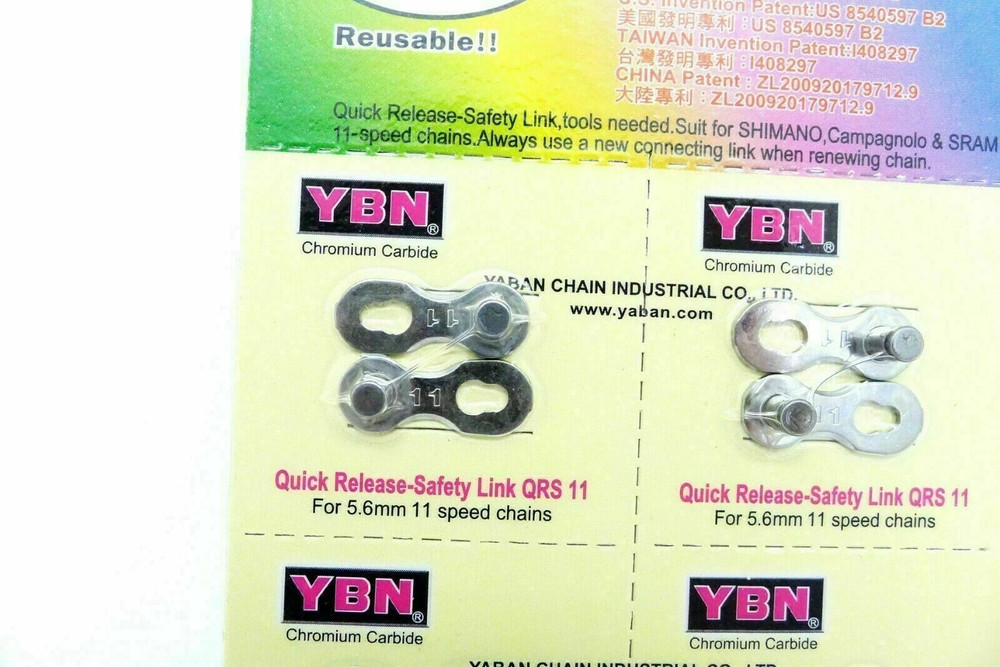 6x YBN QR 11 Speed Quick Release-Safety Link Chain Link -- Silver