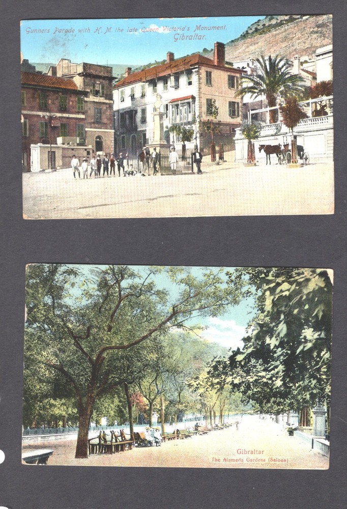 Gibraltar 2 post cards 1911, 1912