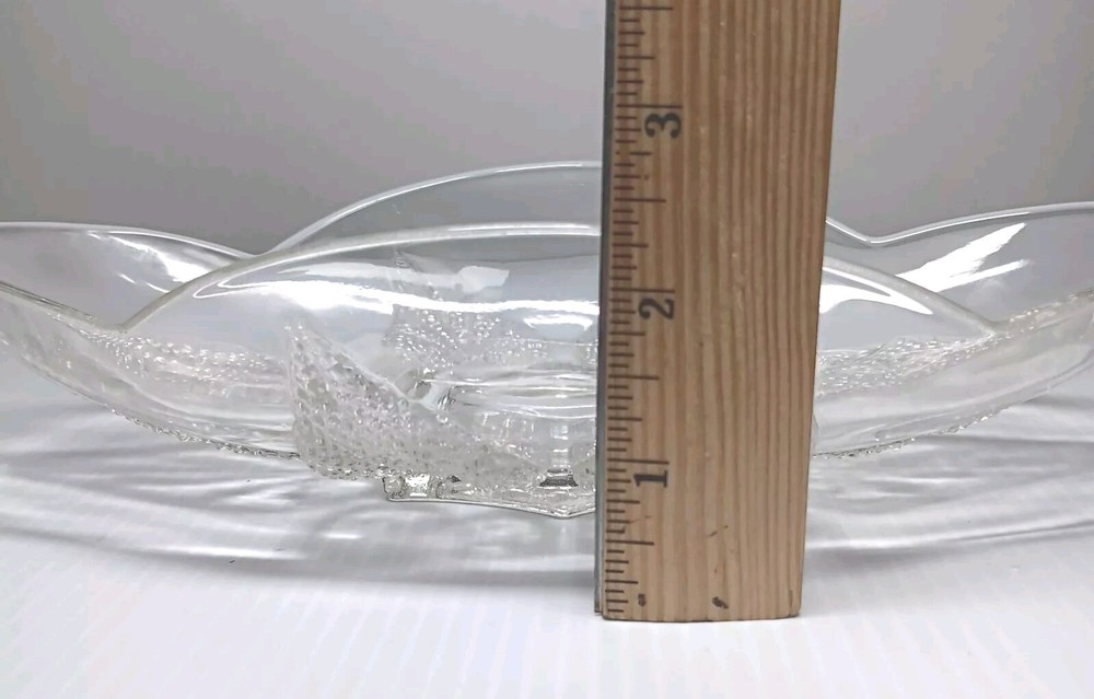 Vintage Oval Celery Dish Raised Bubble Leaves Pattern Clear Glass