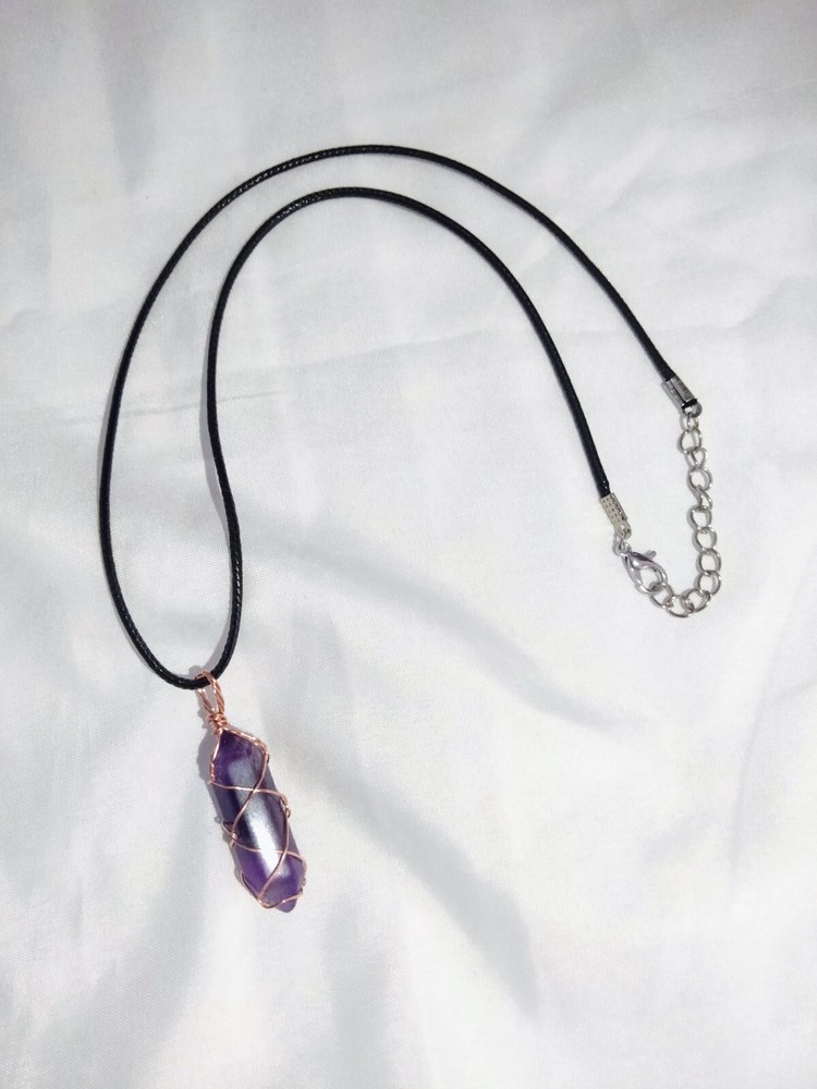 Handmade Healing Crystal wire wrapped Necklace Amethyst 