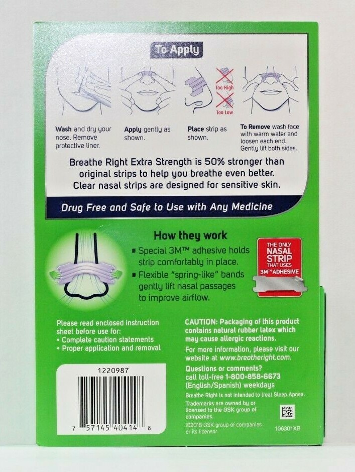Breathe Right Extra Strength Nasal Strips 72 CLEAR Strips