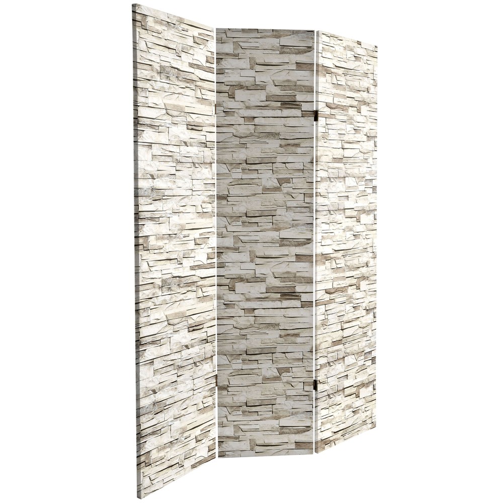 6 ft. Tall Double Sided Stone Wall Canvas Room Divider