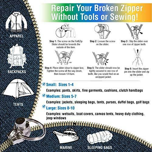 FixnZip Instant Zipper Replacement, Large, Black Nickel