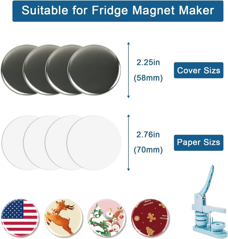 Complete 100-Piece Fridge Magnet Maker Kit - Includes Metal & Clear Components