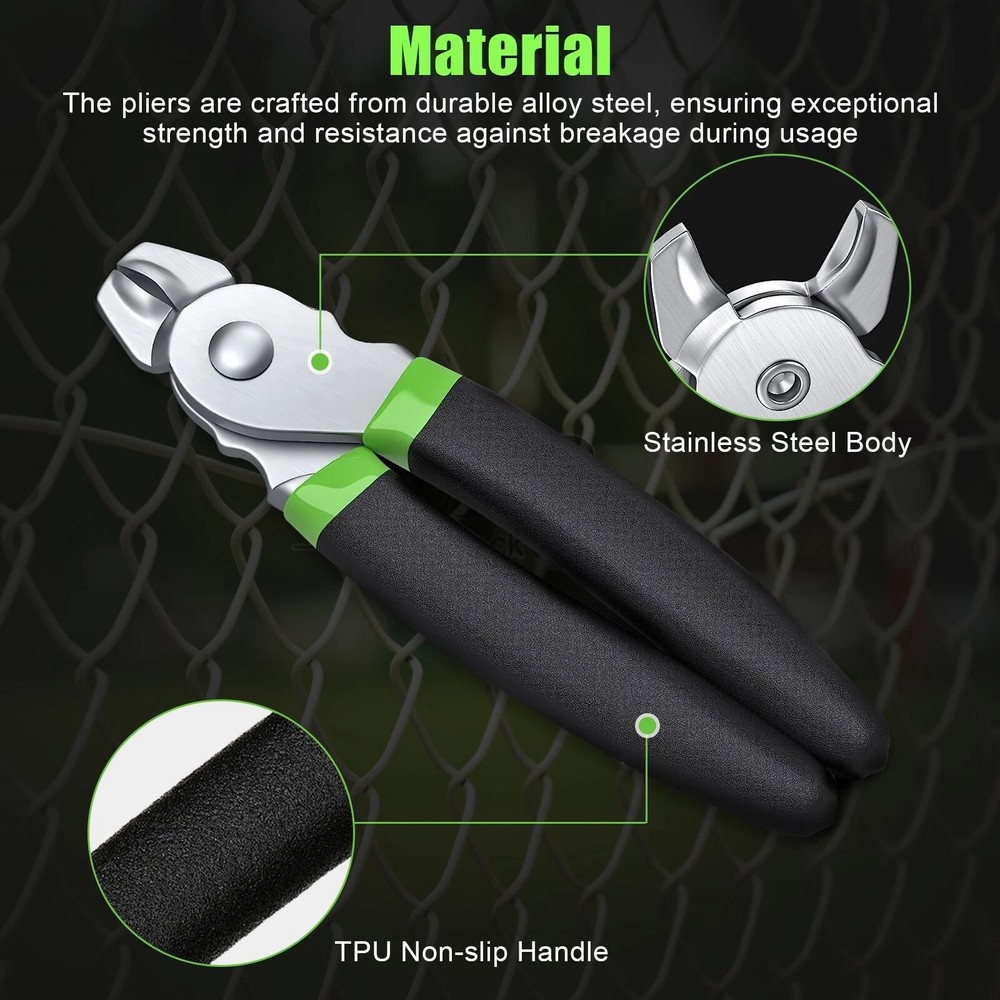 241-Piece Green & Black Flat-Head Hog Ring Pliers Tool Kit