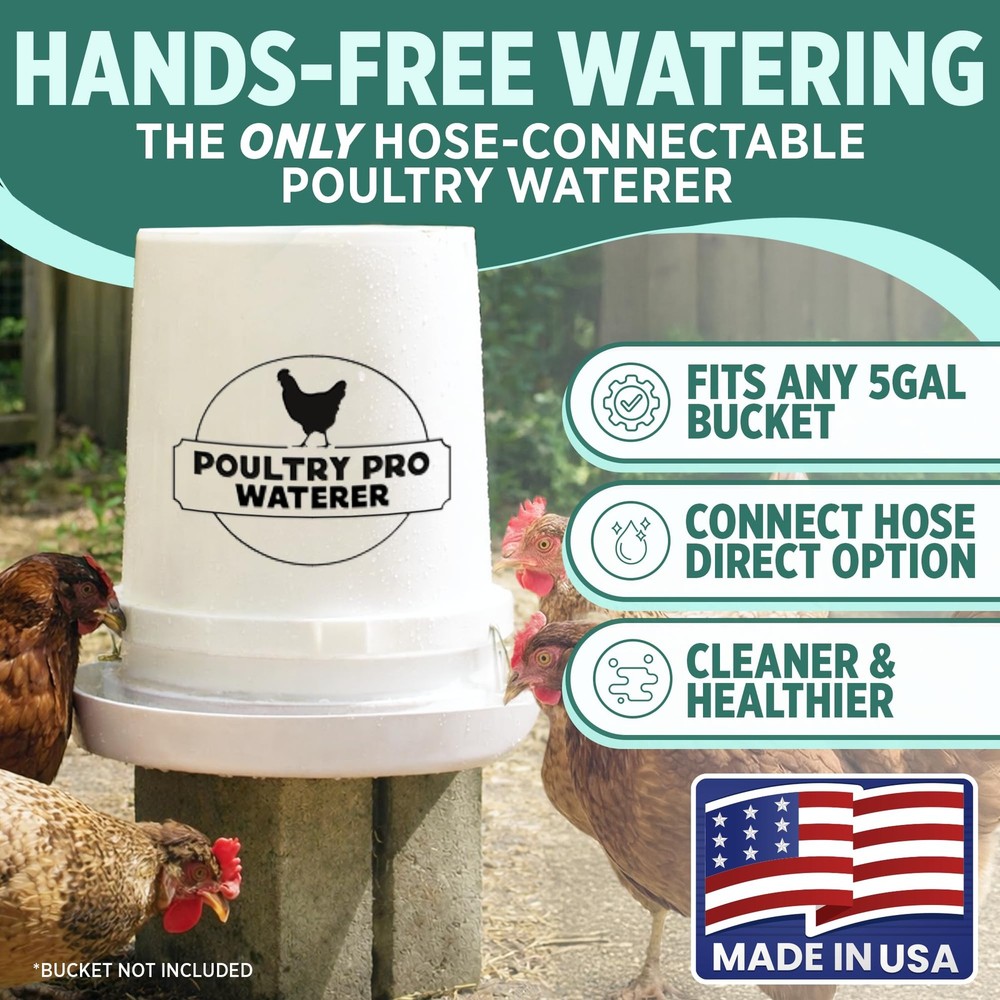 Poultry Pro Chicken Waterer - DIY Automatic 5 Gallon White