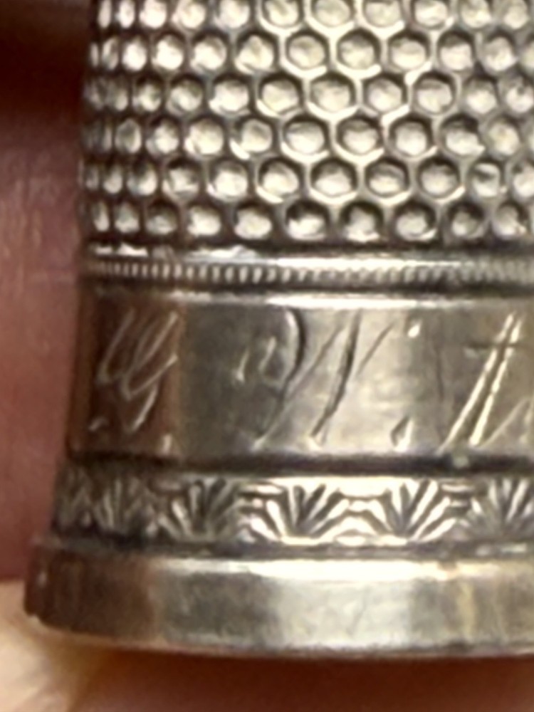 Antique Victorian Number 5 English Sterling Silver Initialed Thimble
